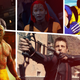 (Clockwork from lower left to right) Dave Bautista as Drax in Guardians Of The Galaxy (Image: Marvel Studios), Oscar Isaac as Moon Knight in Moon Knight (Image: Marvel Studios), Jennifer Lawrence as Mystique in X-Men: Dark Phoenix (Image: 20th Century Fox), The Wolverine in X-Men: The Animated Series (Image: 20th Century Fox Television), and Jeremy Renner as Hawkeye in Avengers: Age Of Ultron (Image: Marvel Studios)